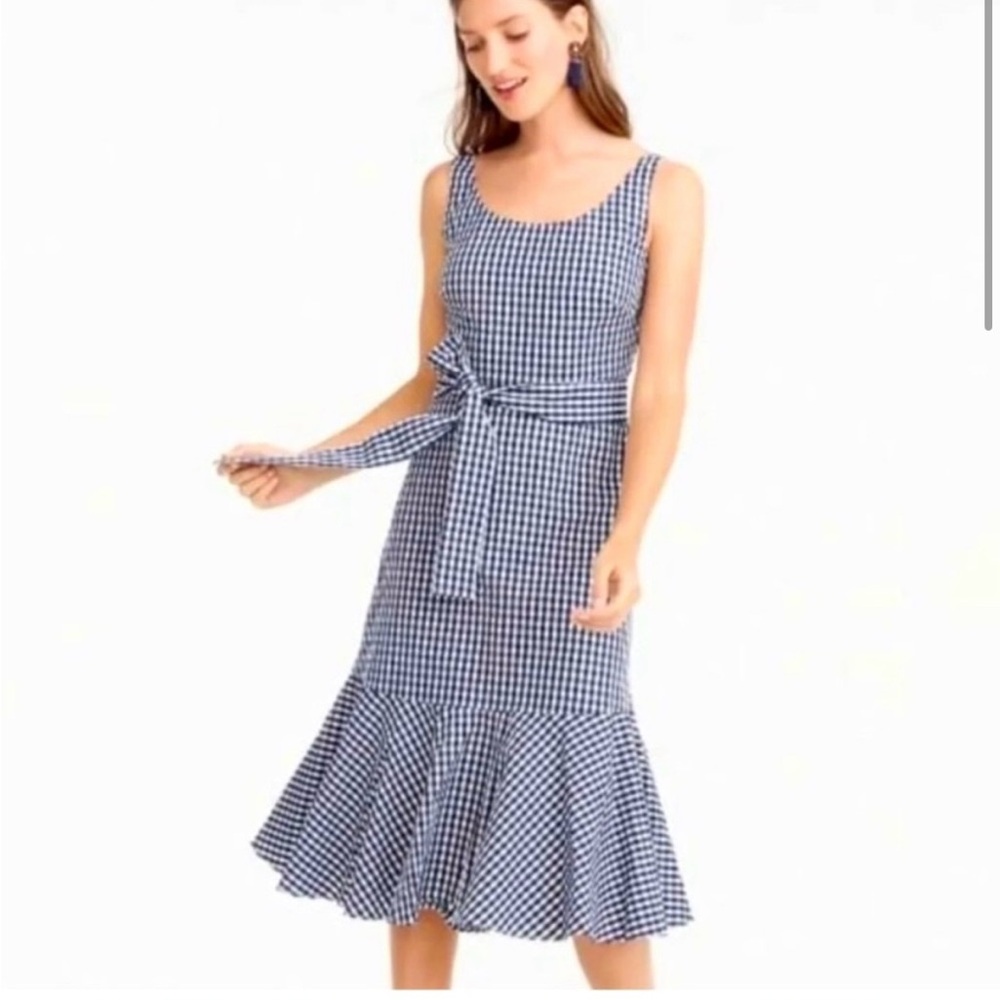 J crew gingham midi dress